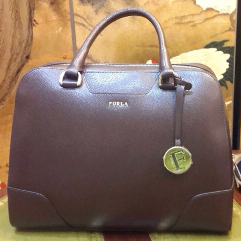 FURLA 真皮 巧克力 手提包 全新 (附背帶，亦可肩背)