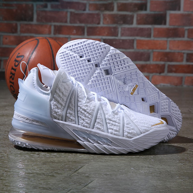 lebron 18 white and gold