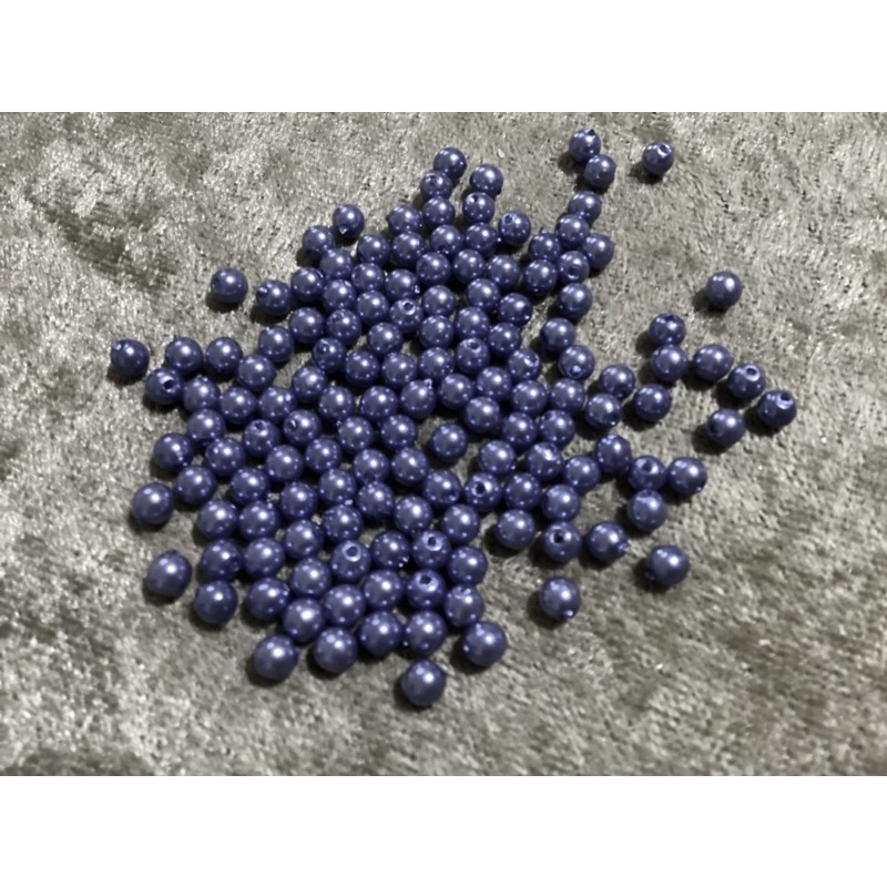 DIY 類玻璃珠 靛色 紫藍色 仿珍珠 婚紗珠 4mm 創意 手鍊 項鍊 飾品 $15/65顆