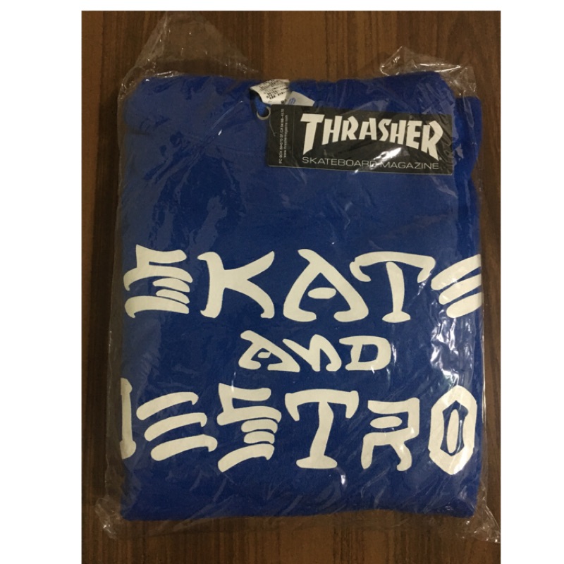 Thrasher skate and destroy hoodie 藍色 帽T 日版 M號