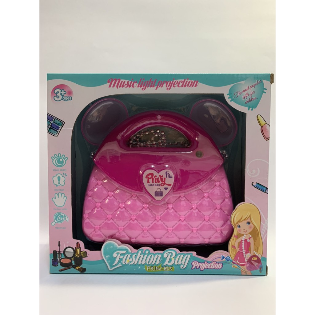 {現貨} 新品 聲光投影粉紅肩帶包 化妝包 家家酒 兒童玩具