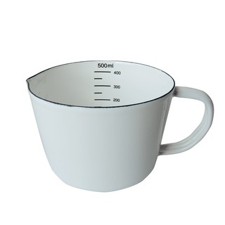 日式加厚琺瑯量杯-500ml&1000ml【LifeShopping】【現貨】牛奶杯 紅茶杯 咖啡杯 琺瑯量杯