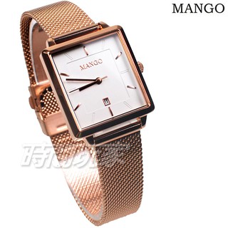 (活動價) MANGO 典雅復古 MA6765L-RG 米蘭錶 不鏽鋼時尚 簡約 女錶 防水手錶 玫瑰金 日期顯示窗