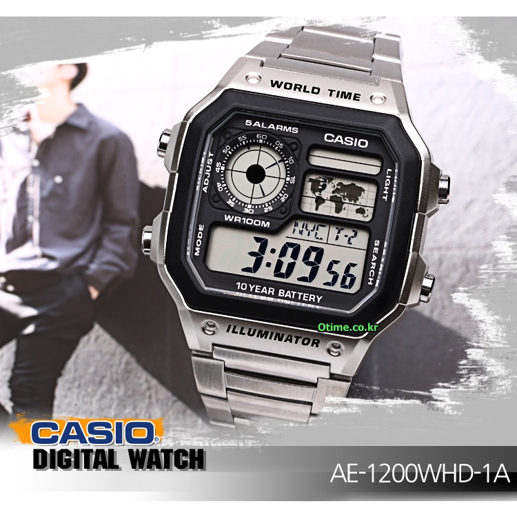 &lt;秀&gt;CASIO專賣店公司貨附保證卡及發票 10年電力 AE-1200WHD-1A 防水100米、LED照明