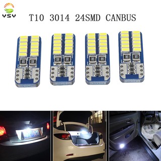 燈泡 T10 W5W LED 12V 3014 24SMD CANBUS LED 194 W5W 用於 1X 汽車牌照。