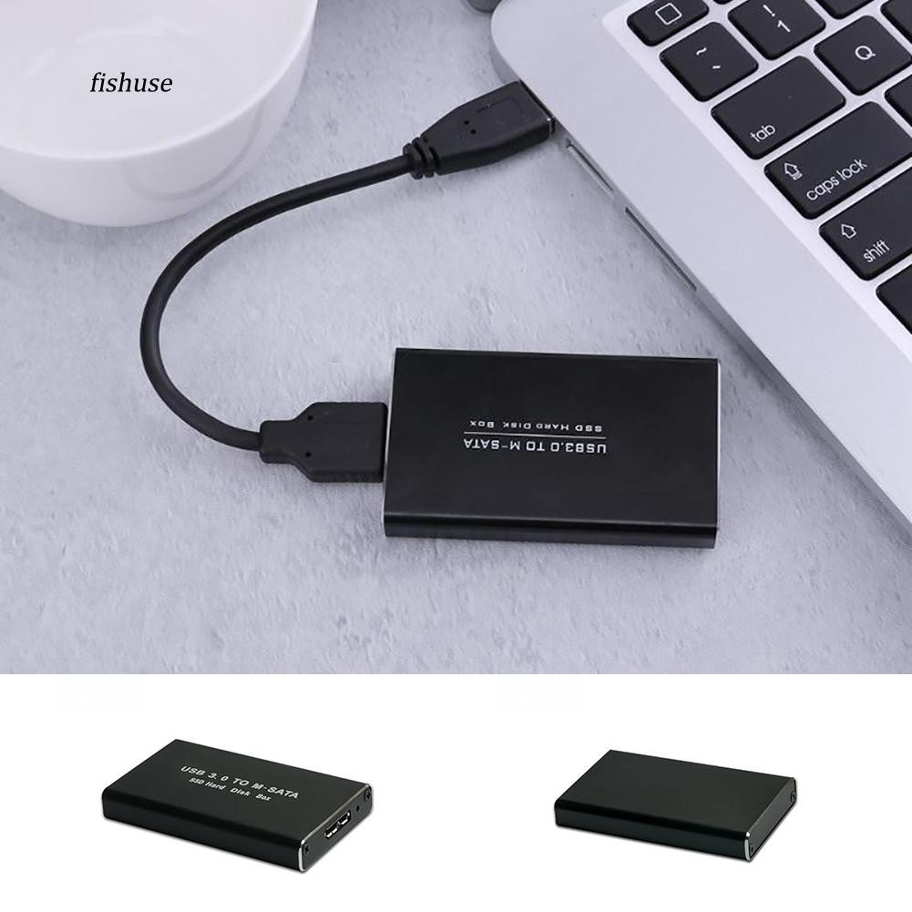 Fhue_msata 轉 USB 3.0 硬盤驅動器 SSD 外殼適配器電纜盒鋁盒