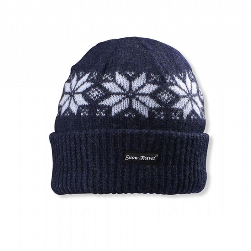 SNOWTRAVEL 3M防風透氣保暖羊毛帽(雪花摺邊) (藍色)[STAR018b-BLU]
