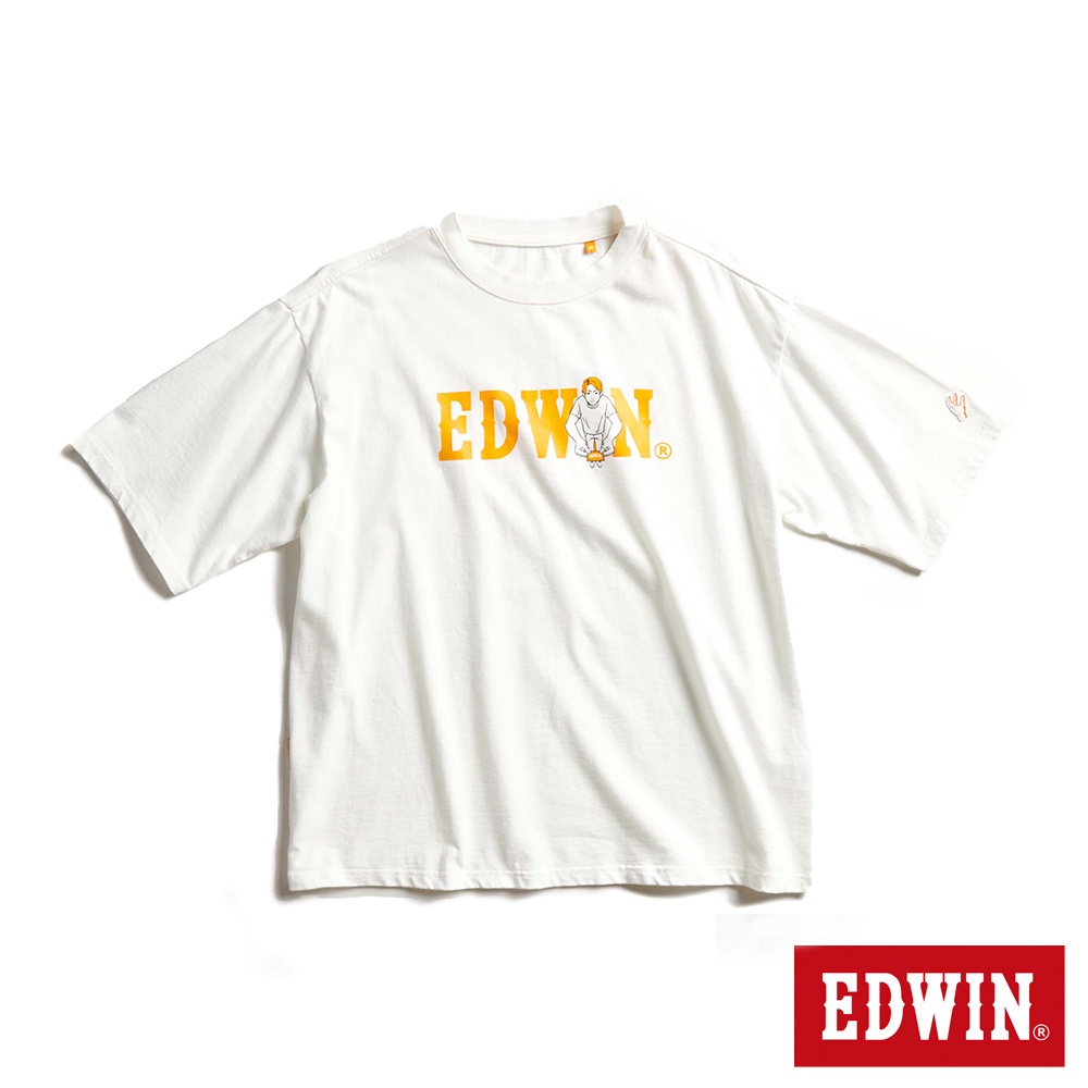 EDWIN 橘標 基本LOGO短袖T恤(米白色)-男款