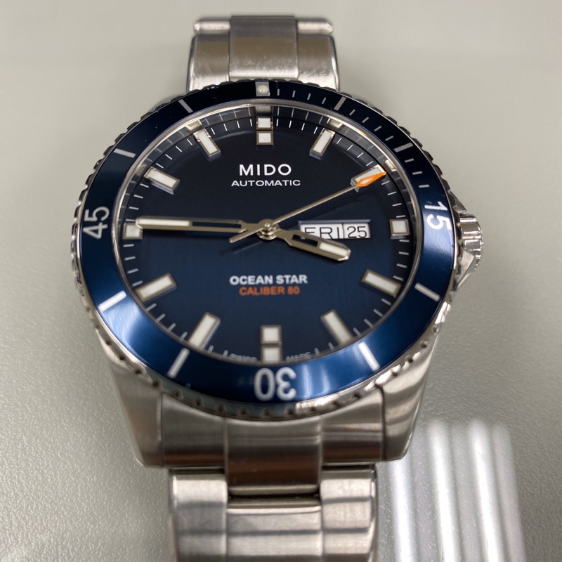 MIDO Ocean Star 200m潛水機械腕錶-藍x銀/41mm (海洋之星）