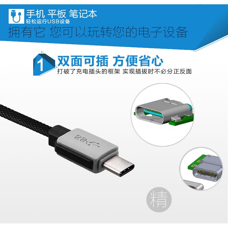 A075-含稅 USB3.1 OTG轉接線 數據線 type-c轉USB3.0母頭 手機滑鼠隨身碟連接線 延長線