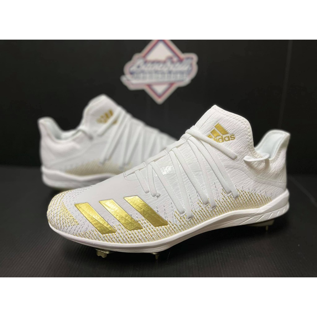 (小胖美國棒壘) 美國購回 超帥氣 adidas Afterburner 6.0 白金配色 棒球 釘鞋,