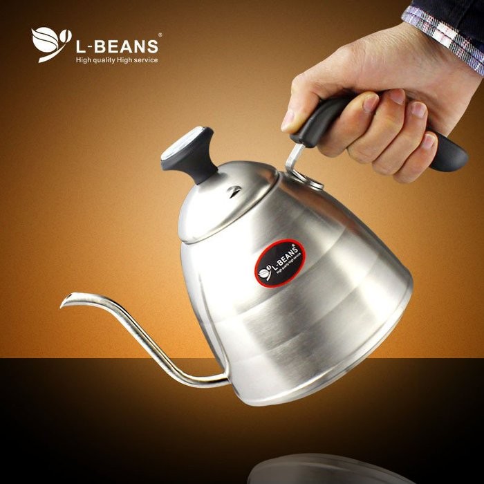 成本出清售完下架 原廠304不鏽鋼L-BEANS咖啡手沖壺 日本hario無標同款 帶溫度計900ml 咖啡細口壺