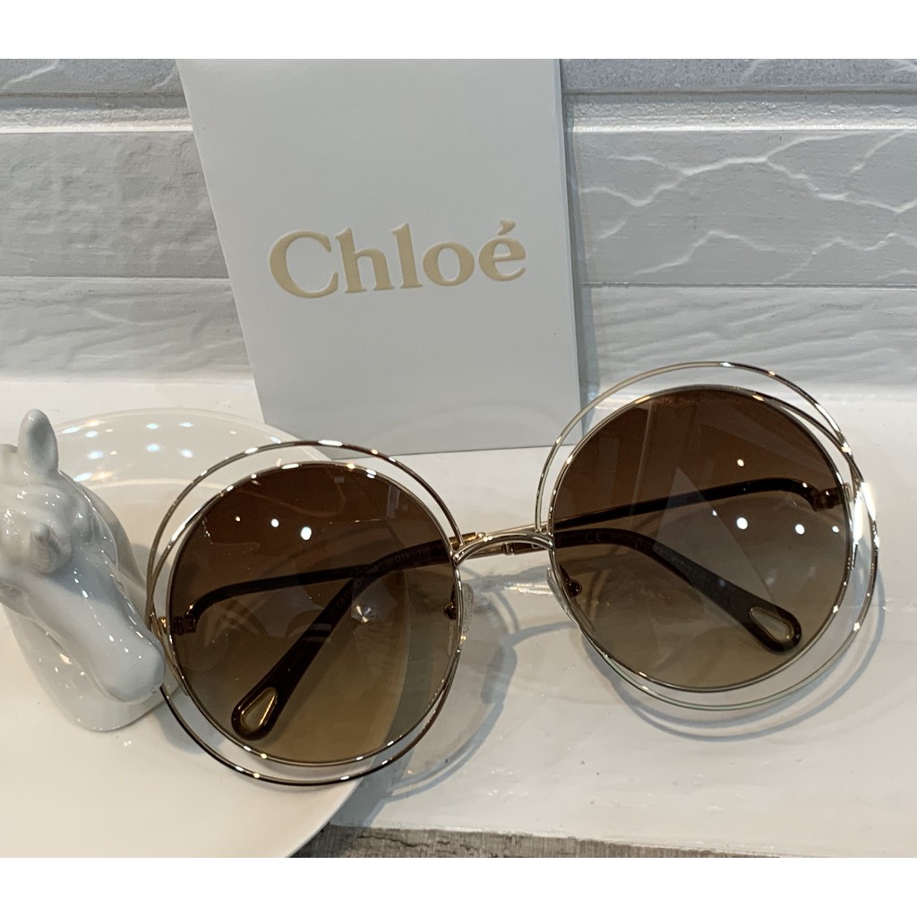 【全新】Chloe金屬大框 太陽眼鏡 墨鏡 (大面版並可裝眼鏡鏈) 金色