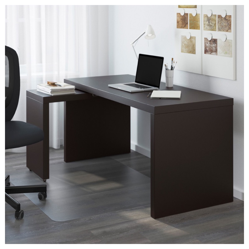 絕版款/北歐工業LOFT風格IKEA宜家MALM工作桌L型書桌辦公桌電腦桌/黑棕色/二手八成新/原$4999特$3300