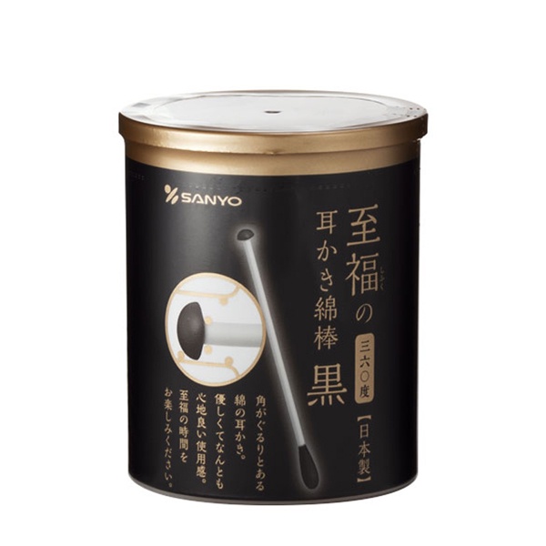 日本山洋SANYO 360度耳扒紙軸棉花棒-100支入(黑色)