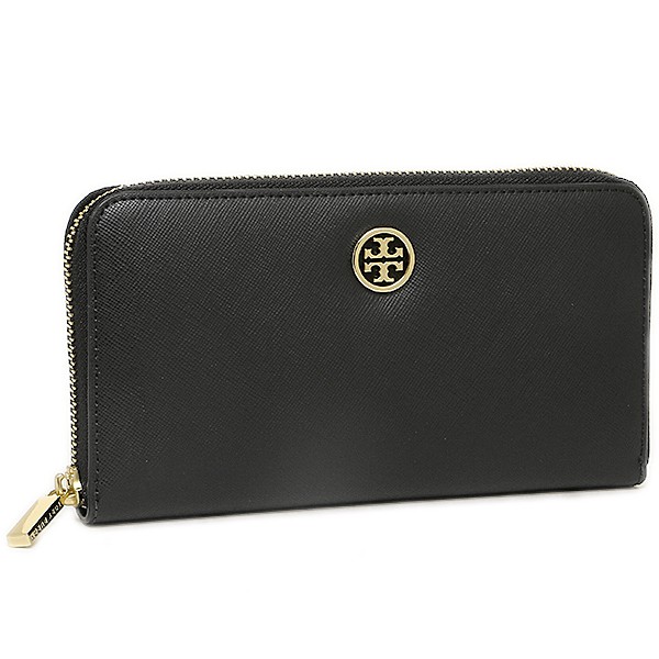 TORY BURCH 黑色 桃紅色 素面防刮牛皮 拉鍊長夾 現貨 附購買收據 100%正品