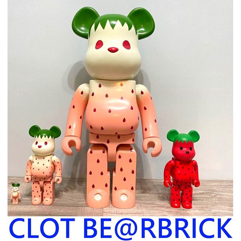 BLACK極新CLOT x BE@RBRICK x LEVIS初代紅色草莓熊400%庫柏力克熊