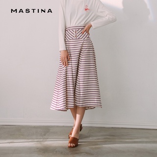 【MASTINA】條紋拼接修身-女長裙 拼接 米(米色/版型適中)