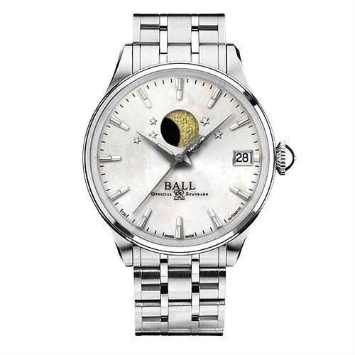 BALL 波爾錶 NL3082D-SJ-WH Moon Phase Ladies月相顯示淑女機械腕錶/珍珠母貝面34mm