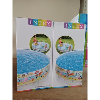 <送沙灘球> INTEX 海水浴場硬膠游泳池 免充氣 152cm x 25cm 56451(圖案隨機)