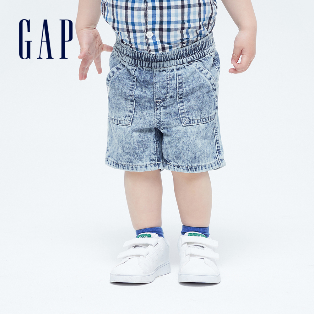 Gap 嬰兒裝 純棉復古牛仔短褲-淺色水洗(695663)
