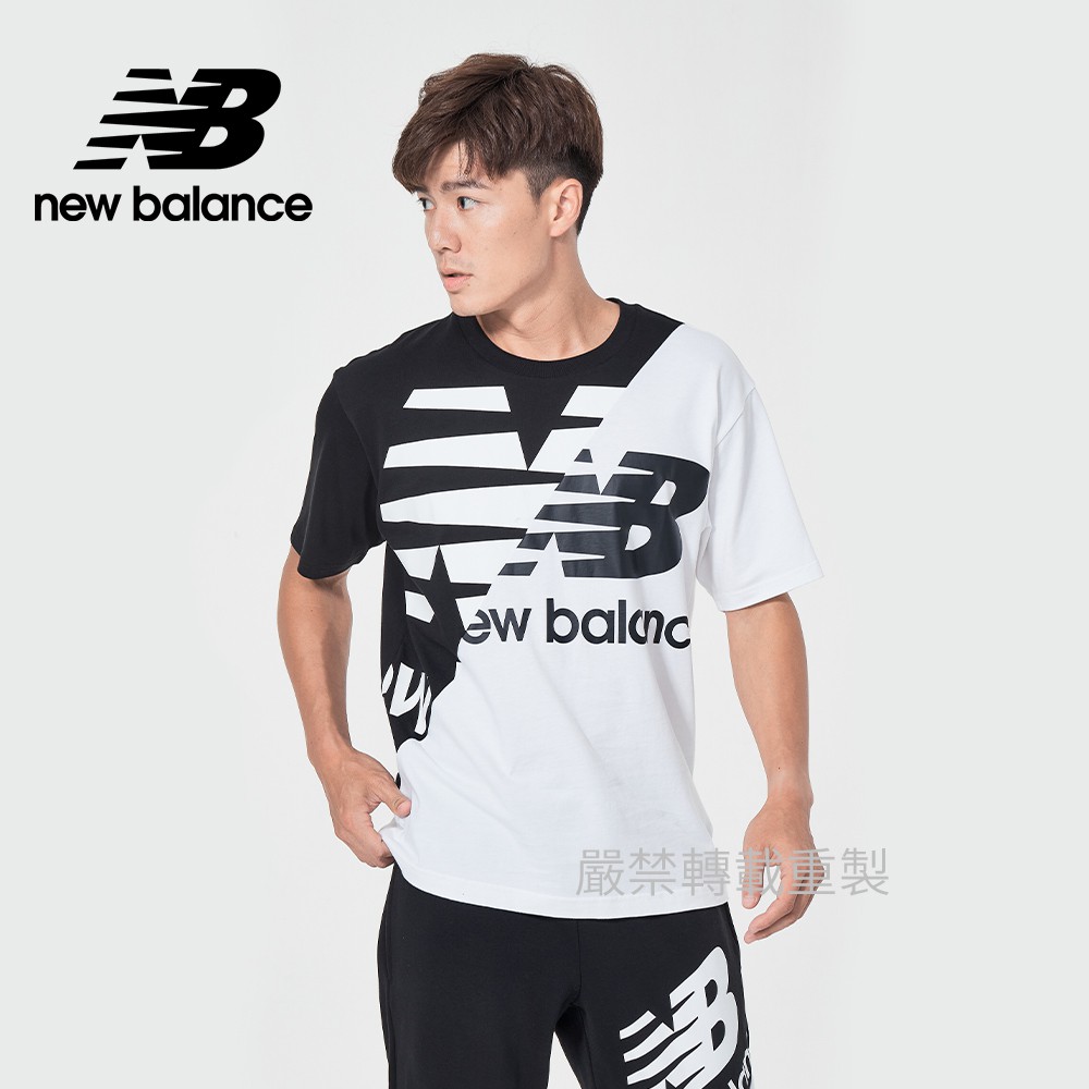 【New Balance】變版NB短袖T_男性_黑白色_MT11513BM