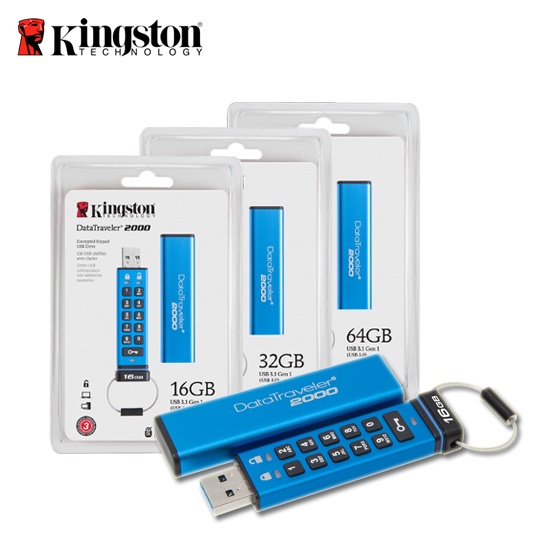 【台灣保固】金士頓 DataTraveler 2000 USB 3.0 16G 32G 64G 加密隨身碟 字母數字鍵盤