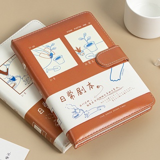 【安可居家小物】日常劇本筆記本本子浪漫可愛少女心學生磁扣日記本32K文藝精緻皮質記事本日常生活記錄簡約ins風手賬本