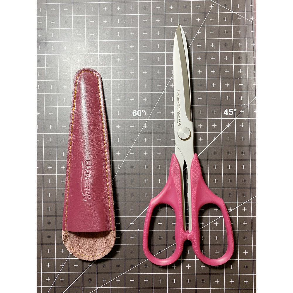 手工材料出清 二手 Clover 可樂牌 日本製 桃紅色 17cm 厚布用剪刀 拼布 工具 DIY