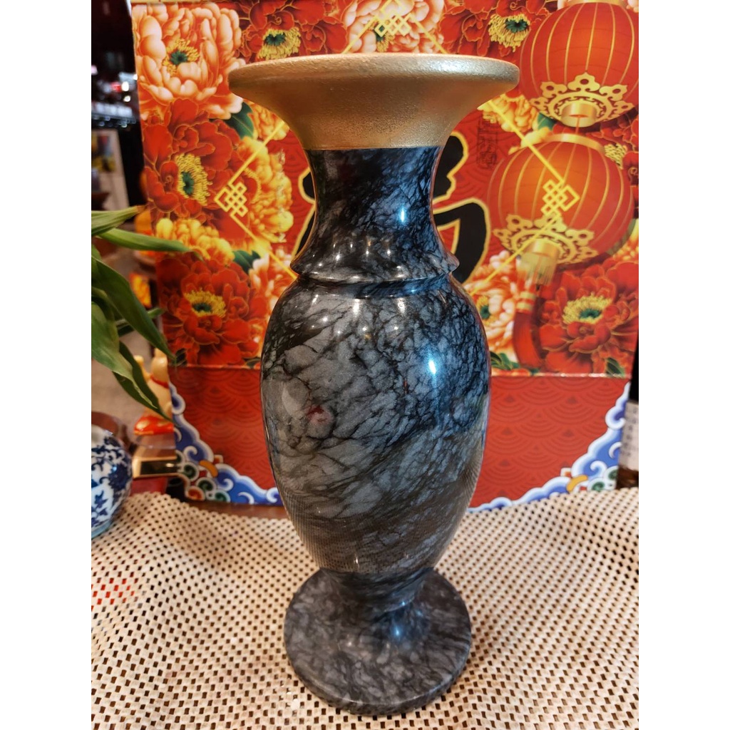 萬年大理石花瓶 高級大理石 台湾花蓮 政府検定1級品 KT YOKOHAMA刻印