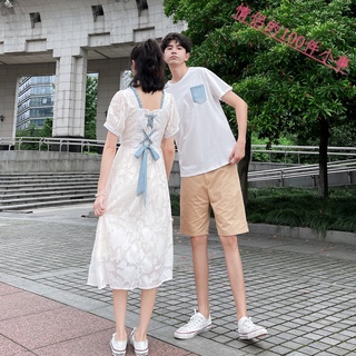 【COUPLE】情侶裝💕💕設計感法式溫柔風收腰顯瘦綁帶連衣裙氣質一裙一衣