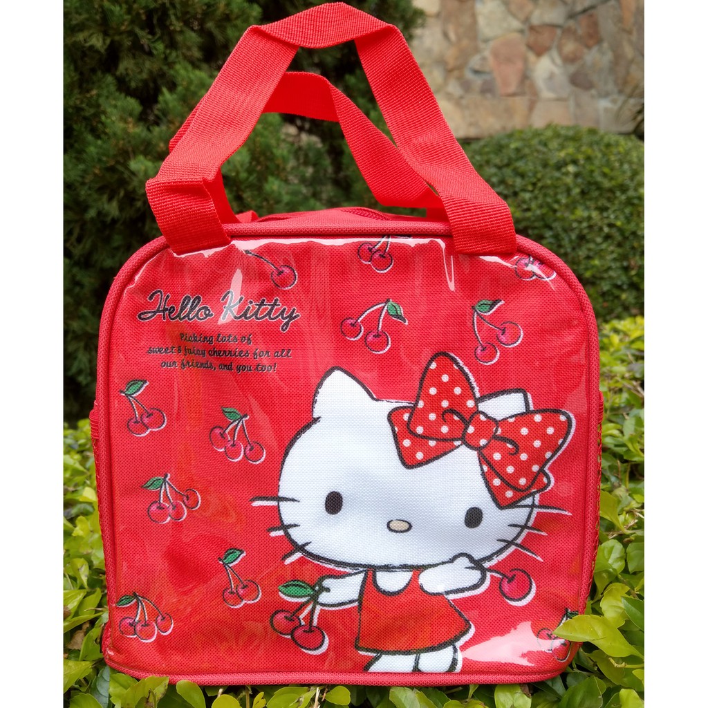 卡漫城 -  Hello Kitty 便當袋 紅 ㊣版 手提袋 拉鍊式 餐袋 保溫袋 保冷袋 方型 造型 保冰袋 飲料袋