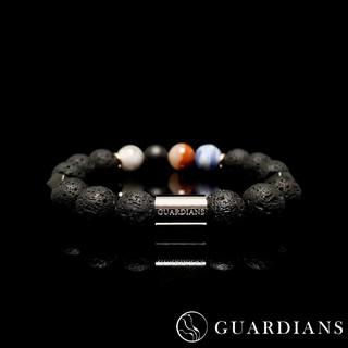 【Guardians】《禪心》火山石條紋黑瑪瑙藍紋石手鍊/歐美風格/串珠手練/手鍊手環/鈦鋼不鏽鋼/配件