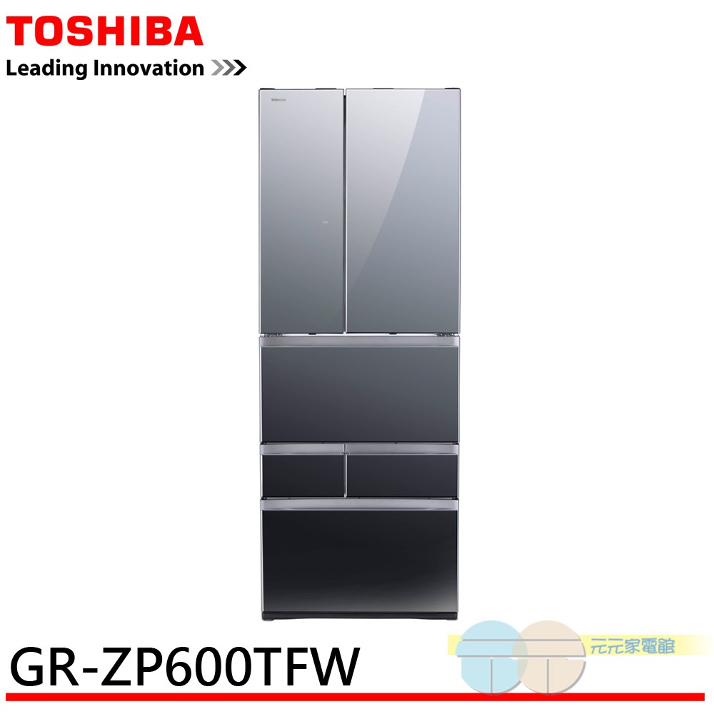 TOSHIBA 東芝 601L 無邊框玻璃六門變頻電冰箱 GR-ZP600TFW