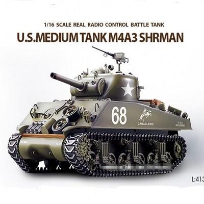 天母168  恆龍戰車SHERMAN 1:16美軍M4A3 雪曼重型遙控坦克 冒煙版 (3898)  7.0新版