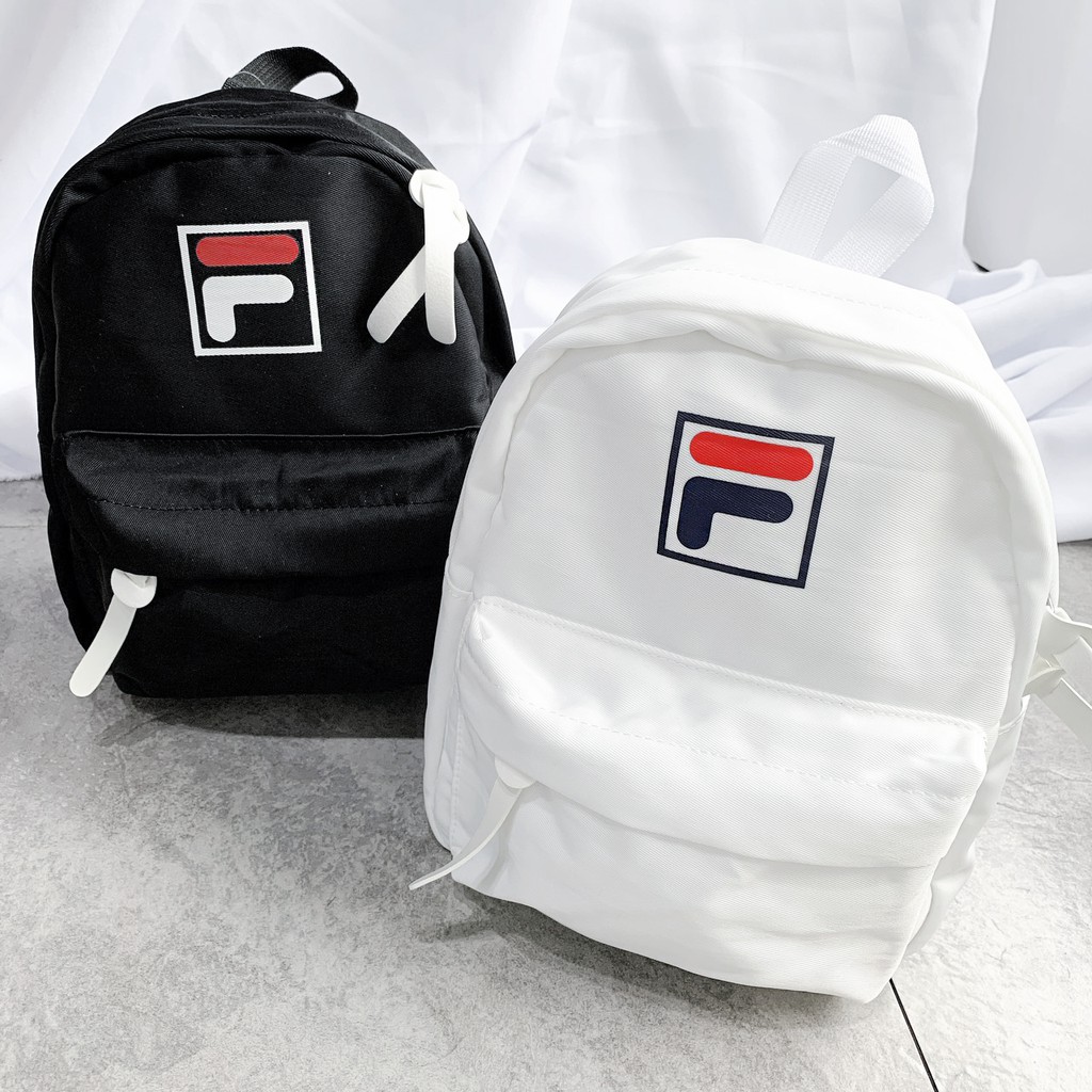 FILA BACKPACK LOGO 黑 白 紅 單F 尼龍 雙肩 迷你包 後背包 小包 肩背 DOT聚點