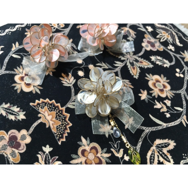 轉賣 Maison De Dacy 白色紫陽花 繡球花貼耳針式樹脂手作耳環 蝦皮購物