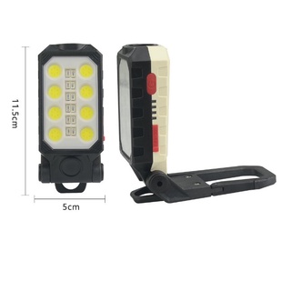 折疊帶掛鉤磁鐵COB可折式維修工作燈USB充電紅藍警示手電筒汽車故障燈