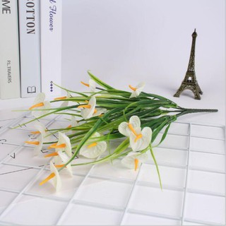 Ppyy 仿真花7叉紅掌塑料花束假花水草假綠植戶外花槽隔斷花箱家居插花 蝦皮購物