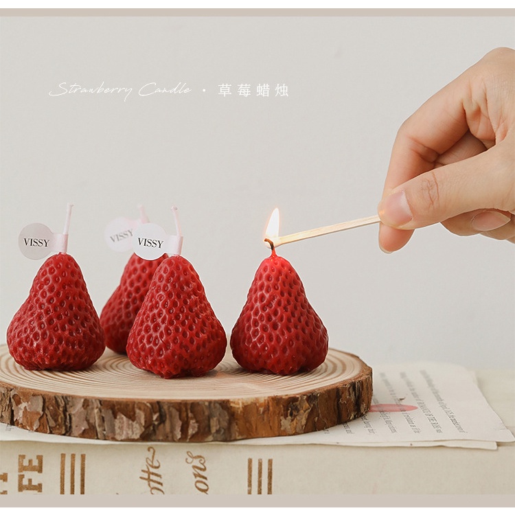 【贈品】草莓香薰蠟燭生日家用禮盒香氛伴手禮小擺件無煙成品創意香熏顏色隨機贈送