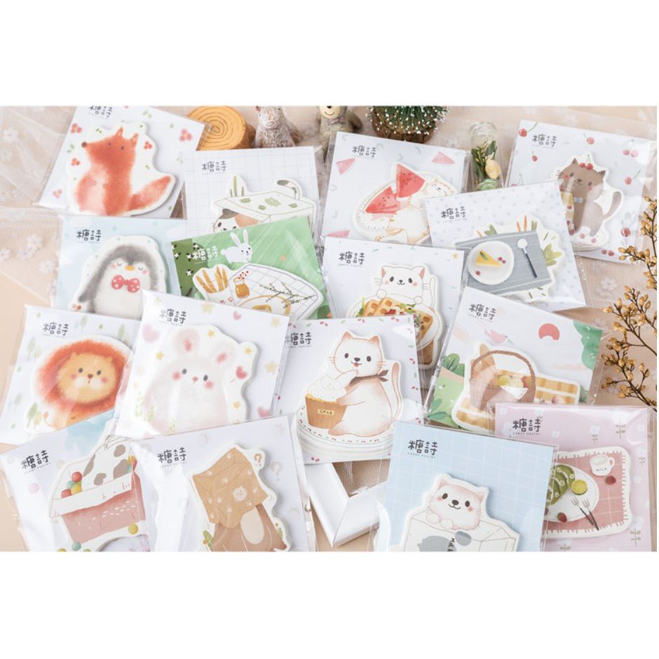 出清 16糖詩便簽紙包田園野趣系列創意清新可愛動物記事便籤紙 蝦皮購物