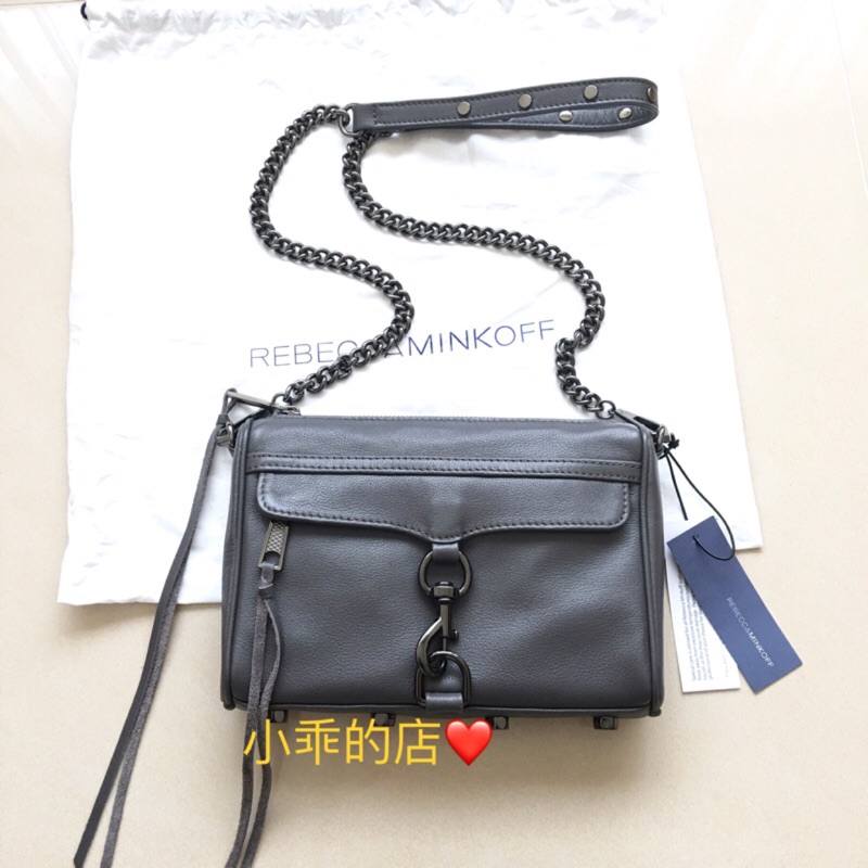 現貨🎉真品Rebecca Minkoff mini Mac霧灰色鐵灰鍊/槍鍊肩揹側揹包 最新全新內裏