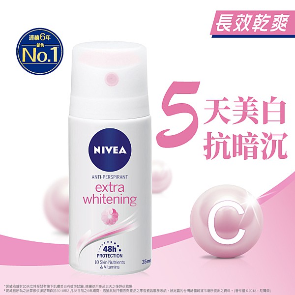 *COIN BABY*全新NIVEA 妮維雅 止汗爽身噴霧 美白系列 35ml 外出攜帶瓶 珍珠煥采 美白精華植萃