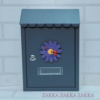 [HOME] 花邊信箱 屋簷造型紫色波斯菊鍛鐵信箱 意見箱 波斯花信箱 郵筒