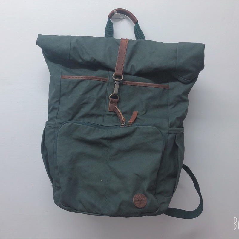 二手美品-Timberland 軍綠色 墨綠色 電腦包 後背包 有筆電夾層