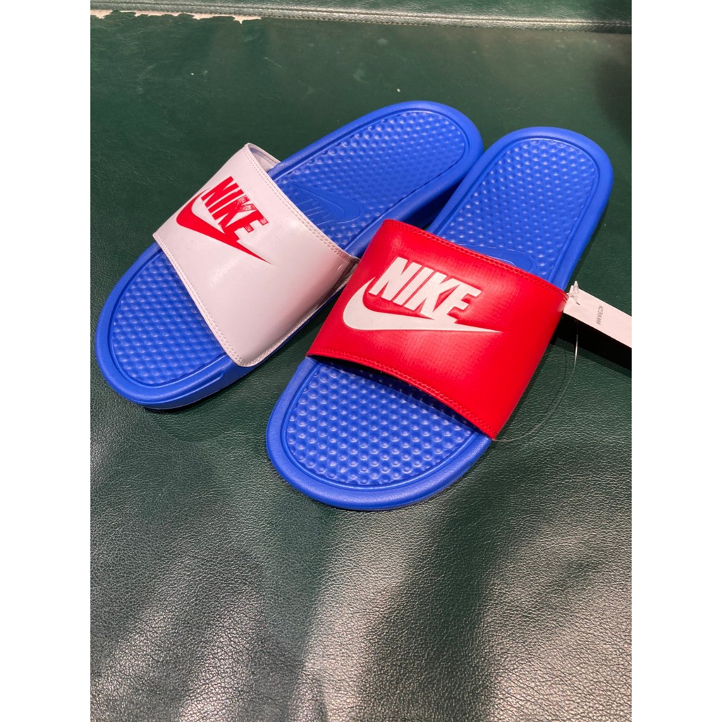 NIKE 涼拖鞋 Benassi JDI 套腳 男女 基本款 簡約 鴛鴦配色 情侶鞋 夏日 藍紅 343880-415