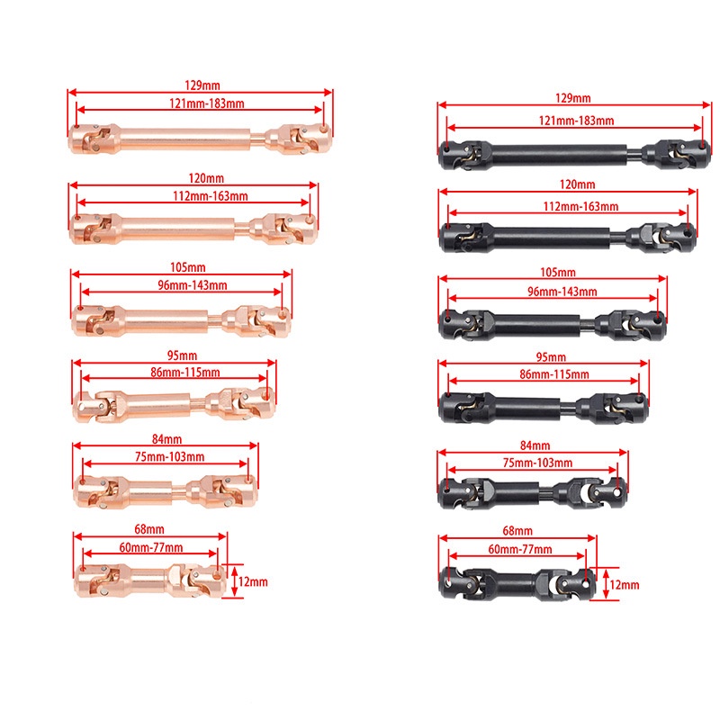 AXIAL Cnc 加工金屬重型驅動軸適用於 1/10 RC 履帶車軸向 SCX10 Capra Wraith Trax