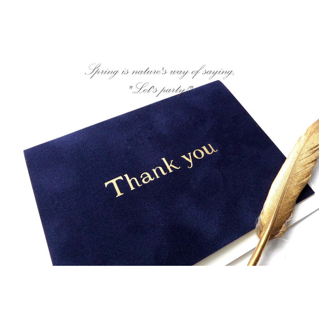 進口絨布卡片深藍燙金thank You 感謝謝卡感謝卡卡片生日卡片絨布卡片賀卡精緻卡片 蝦皮購物