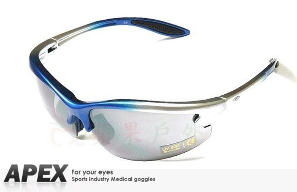 【APEX】610【銀藍】墨黑鏡片 polarized 抗UV400 寶麗來偏光鏡片 運動型 太陽眼鏡 附原廠盒擦布