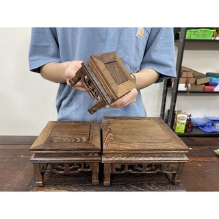 【御古齋】精選 虎斑雞翅木 弓腳 正方形 四方形 小高腳架 藝品展示座 窗花 花臺 花座 實用擺設 三種尺寸 0315